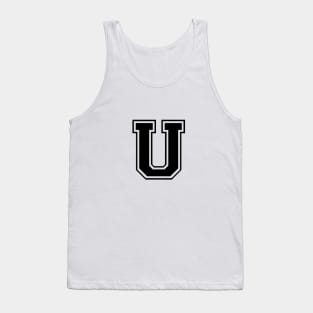 Initial Letter U - Varsity Style Design - Black Text Tank Top